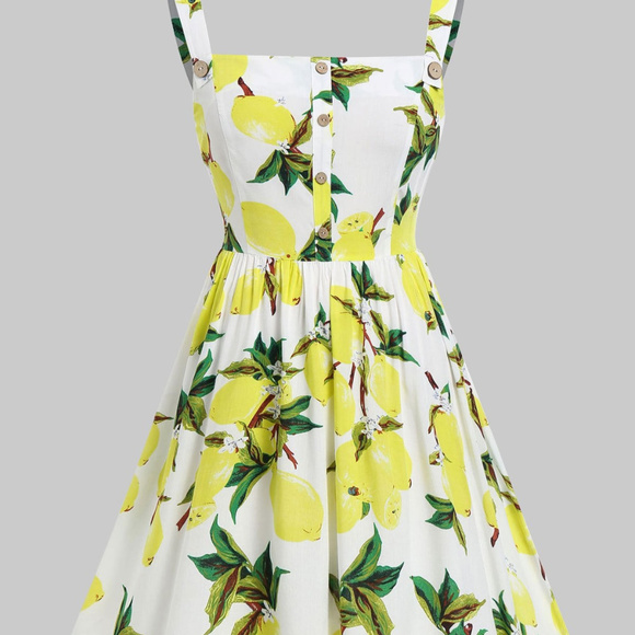 Rosegal Dresses & Skirts - Rosegal square neck lemon print summer dress L